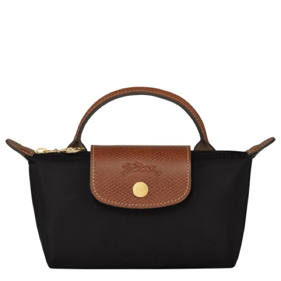 LONGCHAMP LE PLIAGE ORIGINAL POUCH WITH HANDLE BLACK New With Tags - Picture 1 of 8